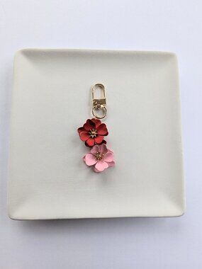PINK RED & GOLD FLOWER BAG CHARM